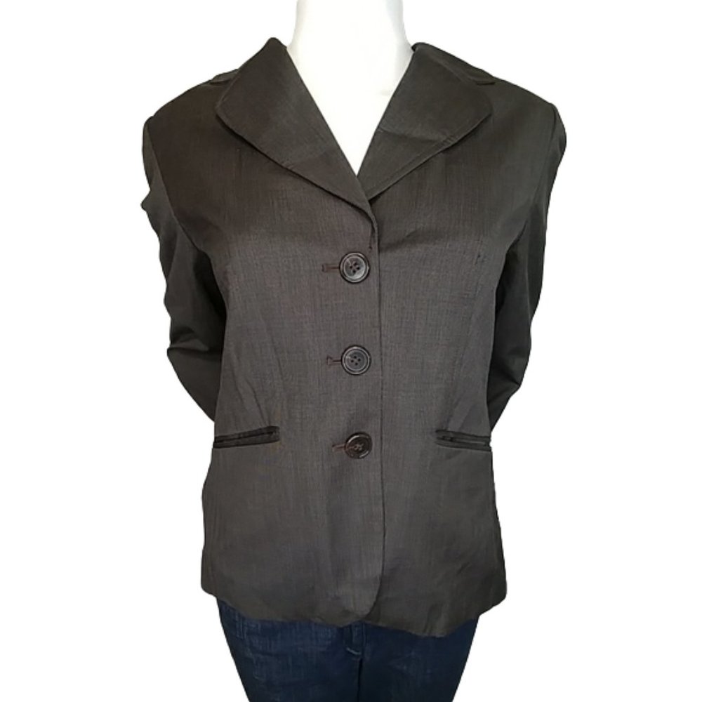Ann Taylor Wool Blend Fully Lined Brown Blazer Business Suit Jacket Size 4